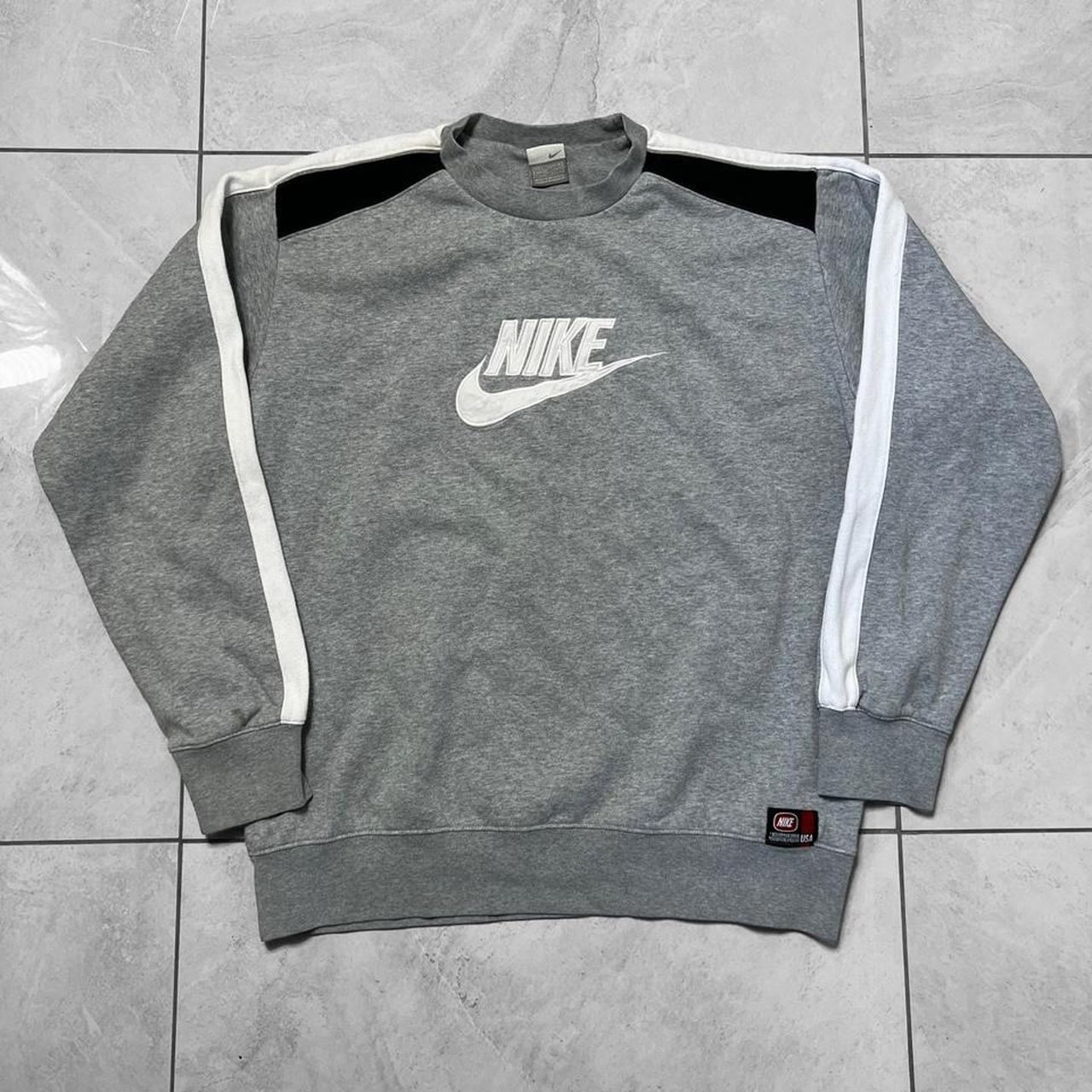 white nike embroidered sweatshirt