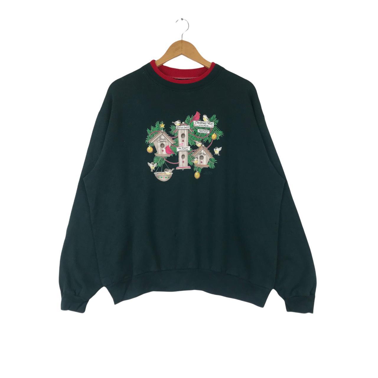 Vintage Christmas Tree Village Sweatshirt Big Logo... - Depop