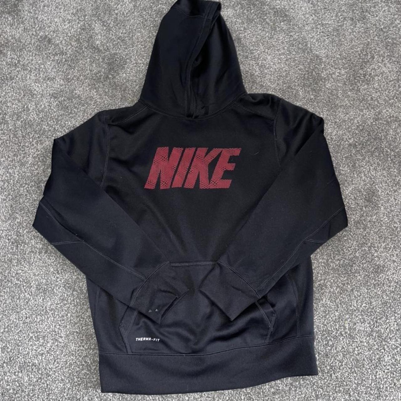 Nike Black and Red Hoodie | Depop