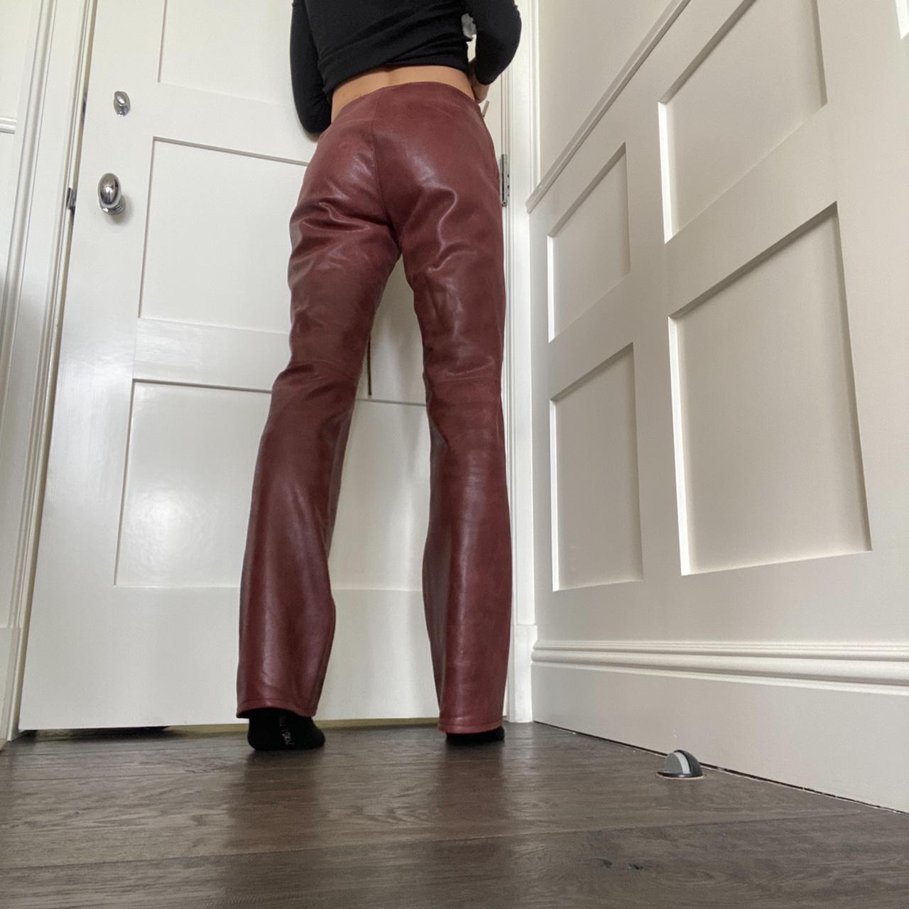 Saks Potts Christina Lace Up Leather Pants. Burgundy... - Depop