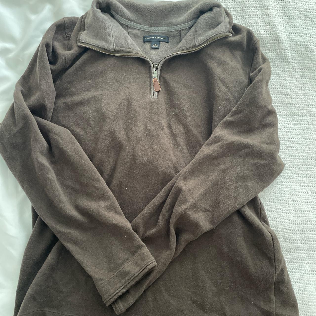 banana republic dark brown quarter zip! stretchy... - Depop