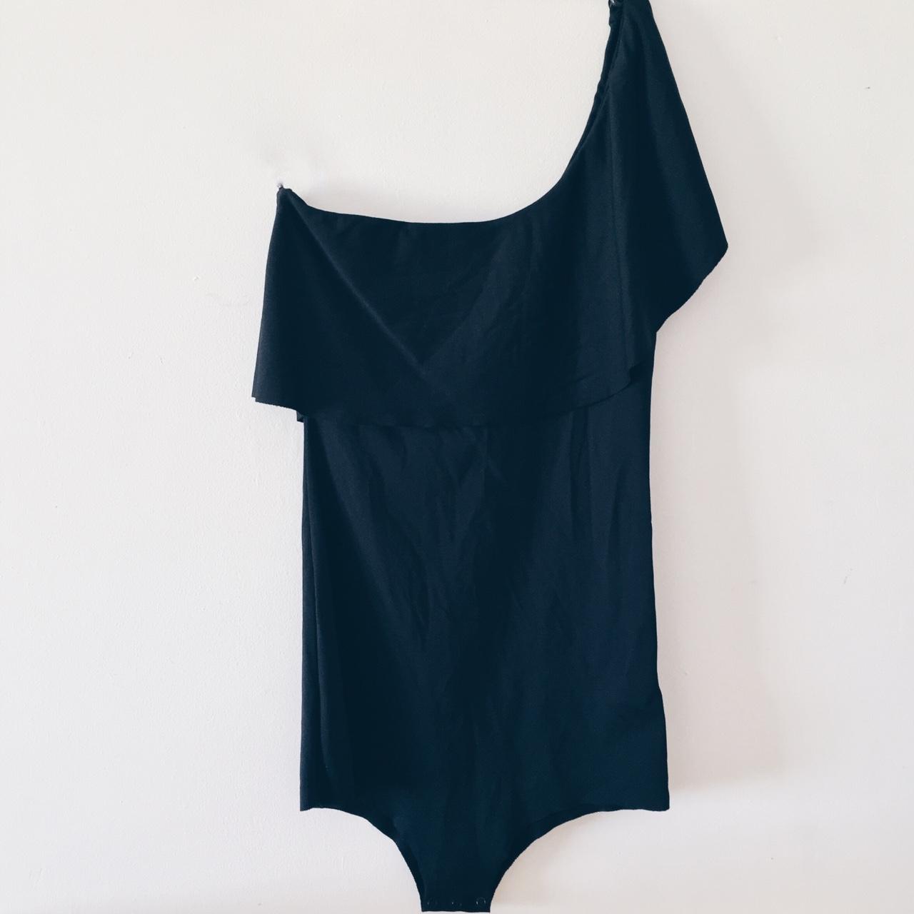 Zara asymmetrical frilled bodysuit in black Very... Depop