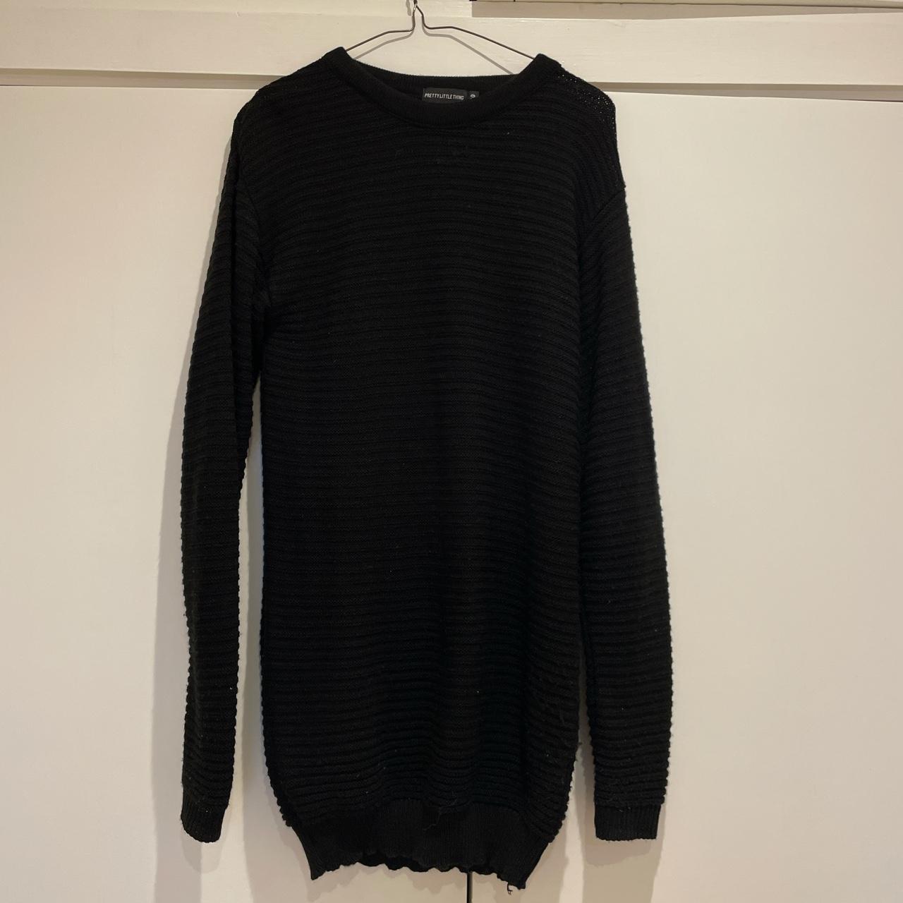 PrettyLittleThing black fine knit jumper mini dress... - Depop