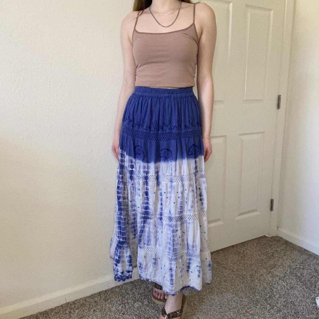 Hippie tie dye maxi skirt💙 beautiful stitching &... - Depop