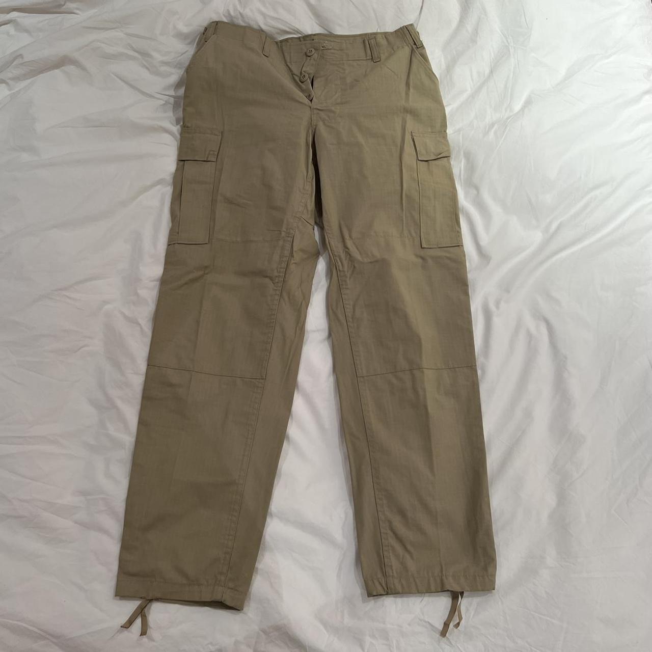 Vintage wide leg cargo trousers In beige... - Depop