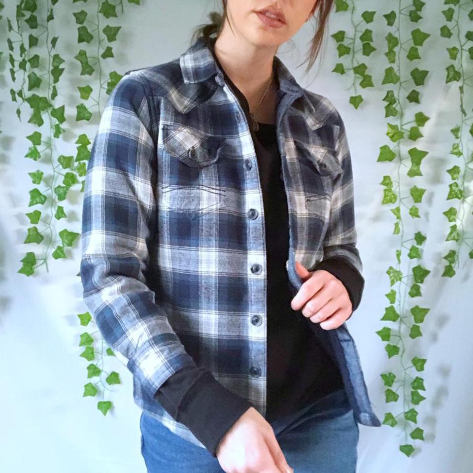 Sherpa lined blue flannel jacket From Cody James Depop