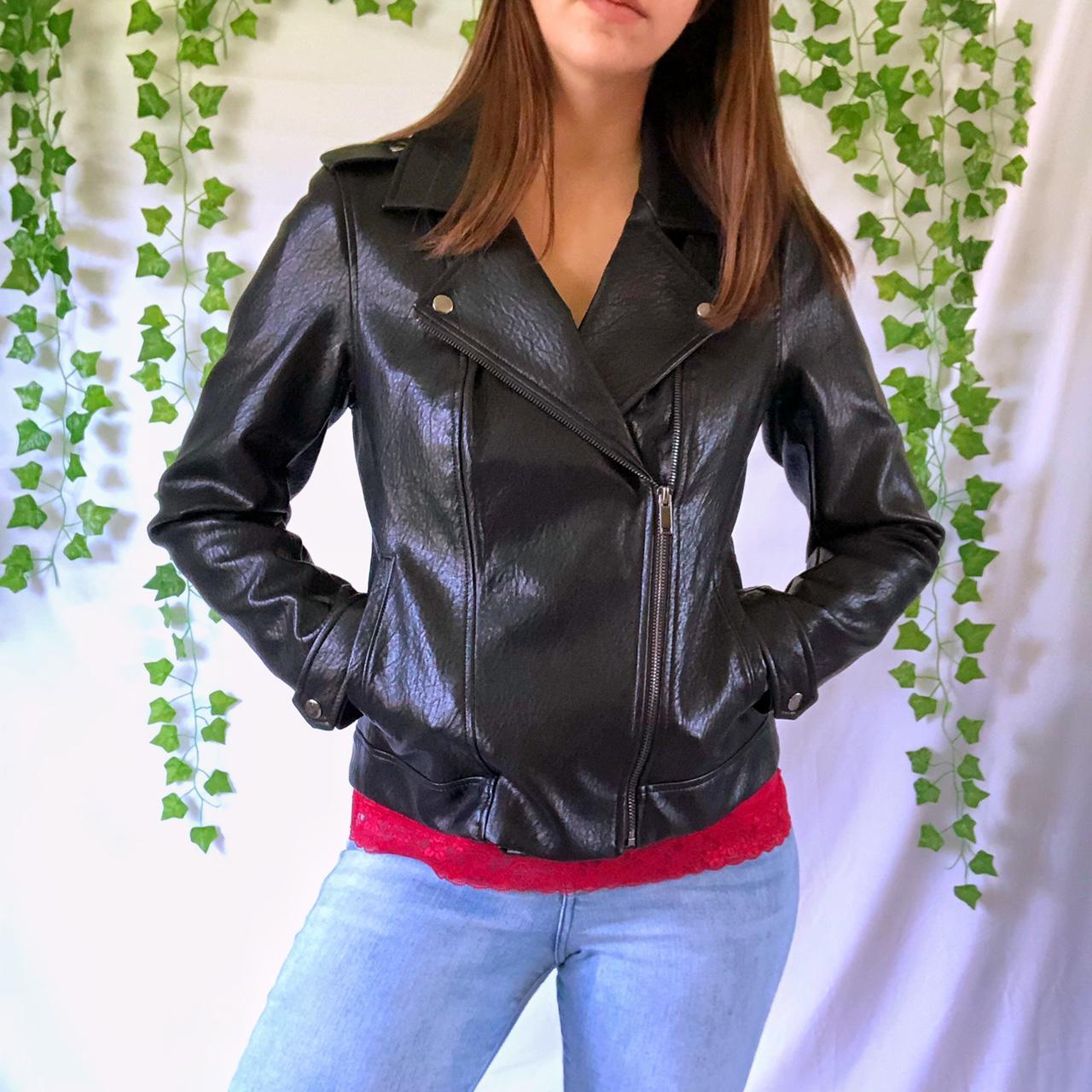 Old navy black sales leather jacket