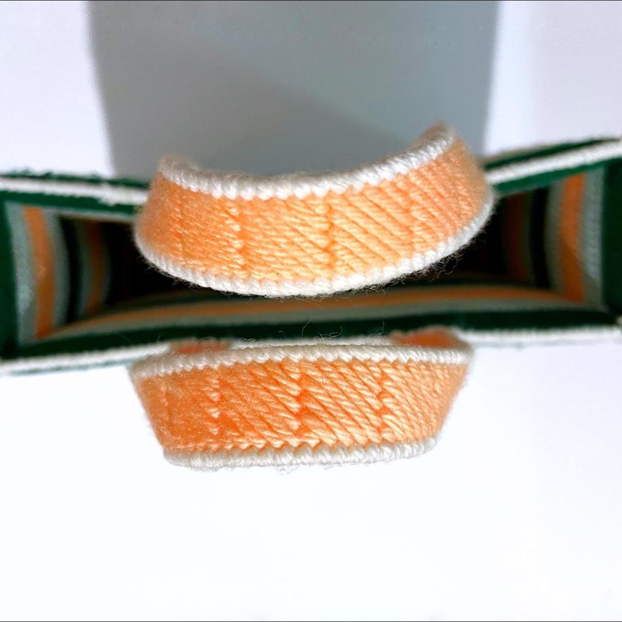 Handmade vintage green and peach striped online knit bag