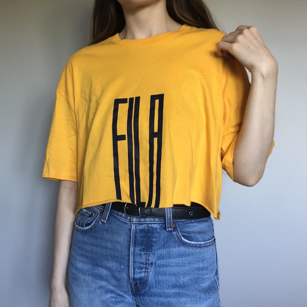 mustard yellow fila cropped top perfect condition