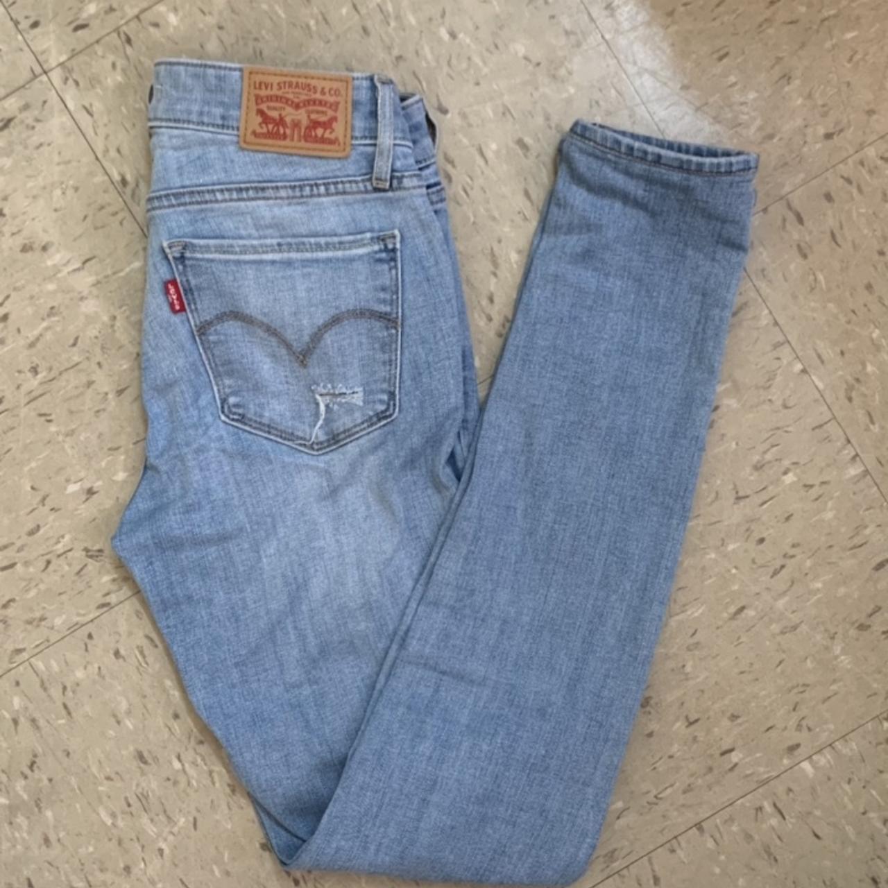 Levi’s 711 skinny jeans. Slightly distressed, light... - Depop