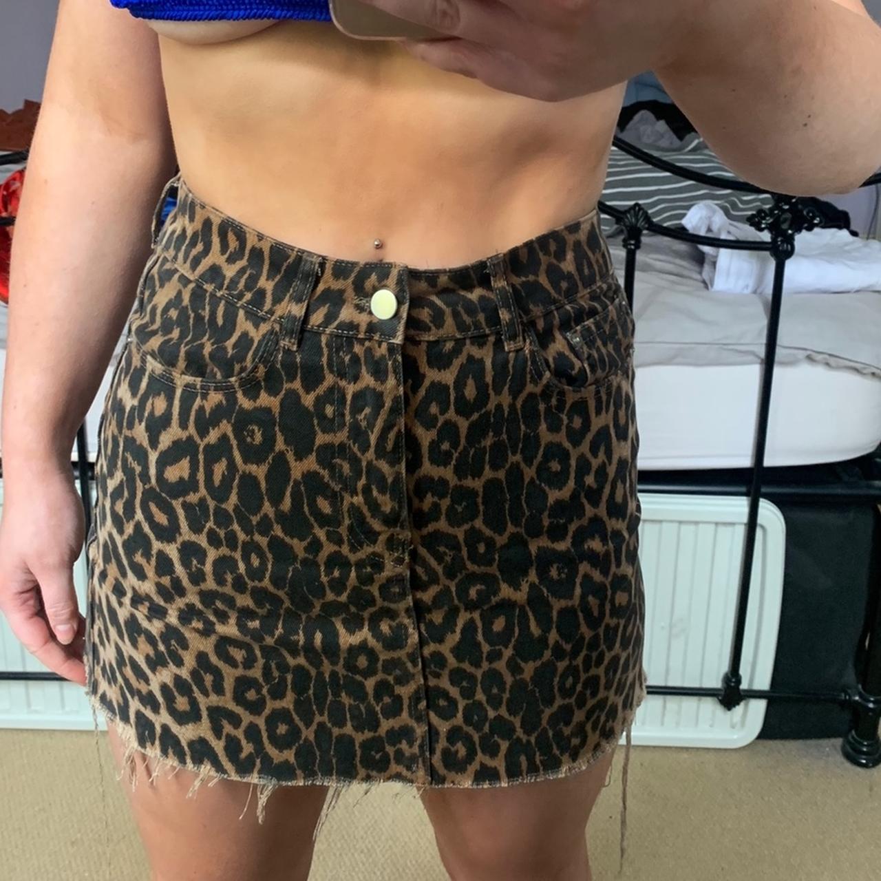 Leopard denim skirt zara sale