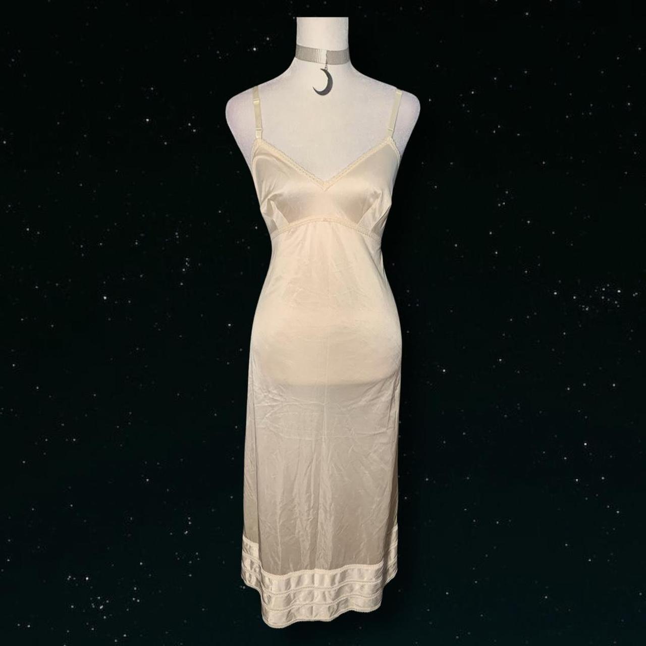 cream vintage floor length slip with adjustable... Depop