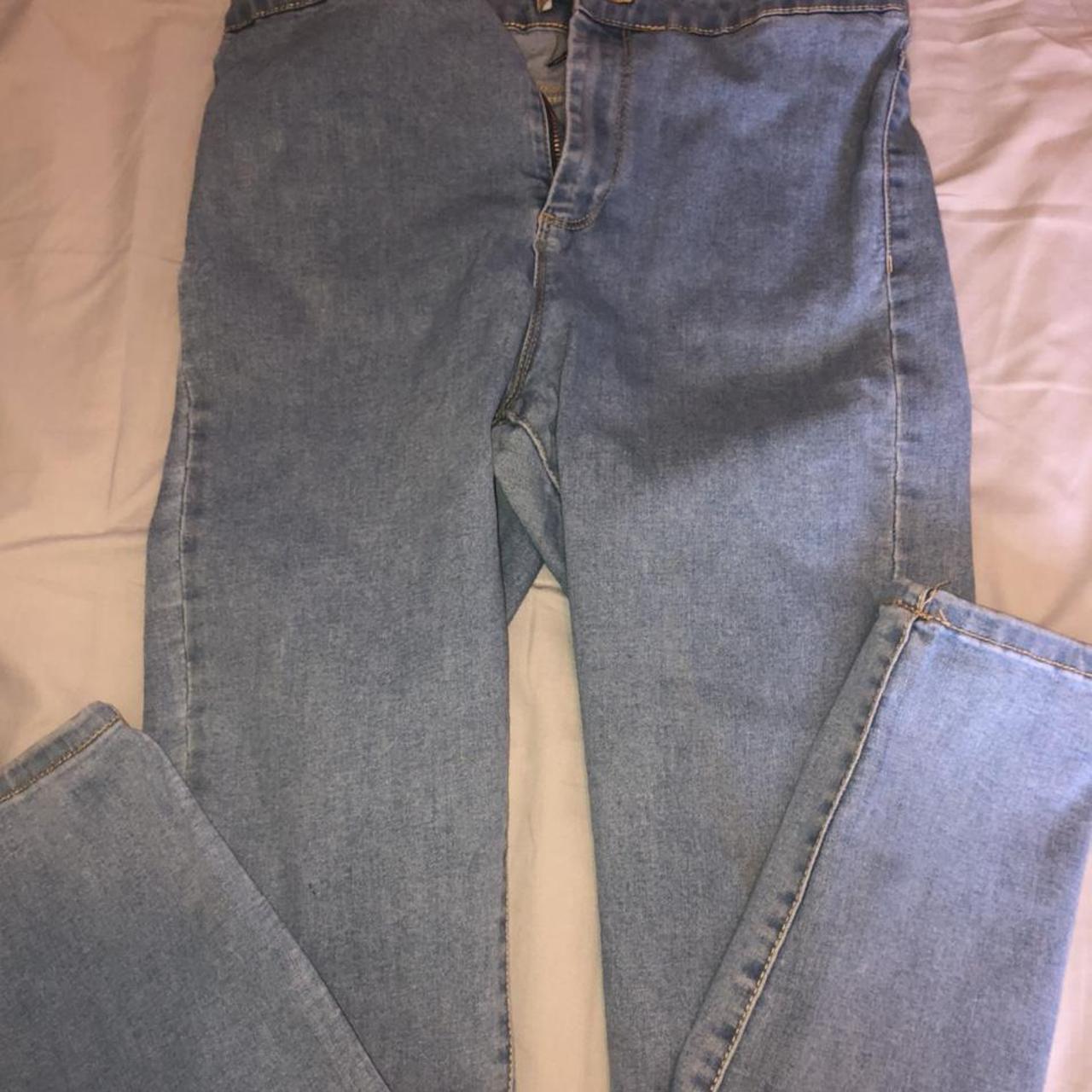 Plain blue jeggings, hardly worn #jeggings #blue #denim - Depop