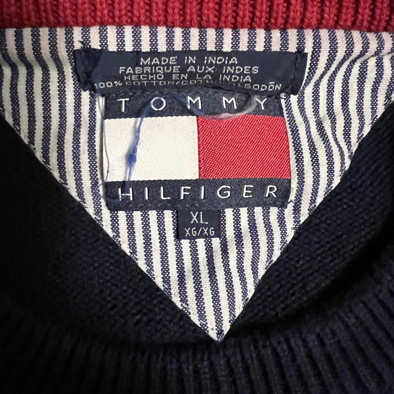 Tommy Hilfiger Men's Blue and Red Sweatshirt | Depop