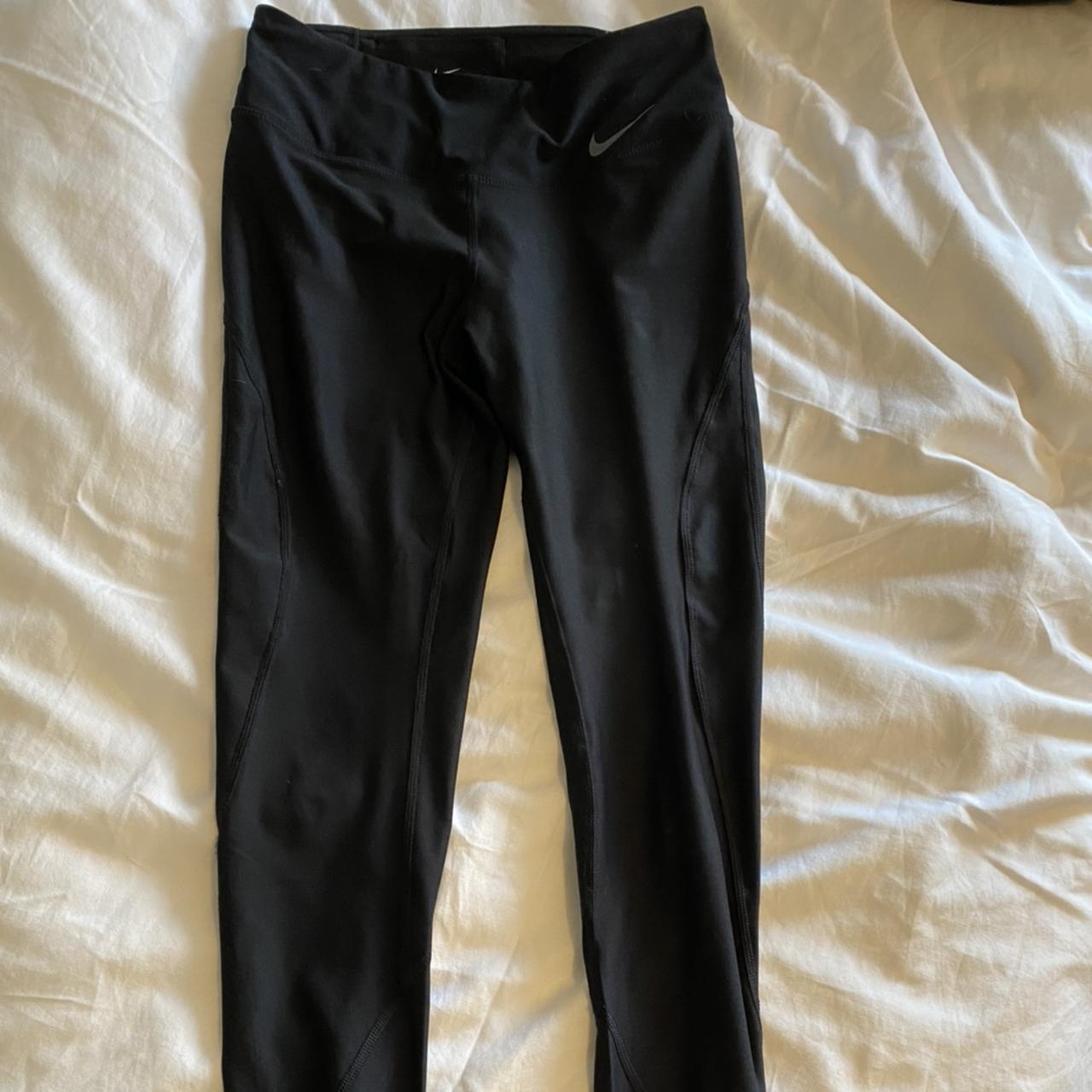 black nike cotton leggings size: kids large (fits - Depop