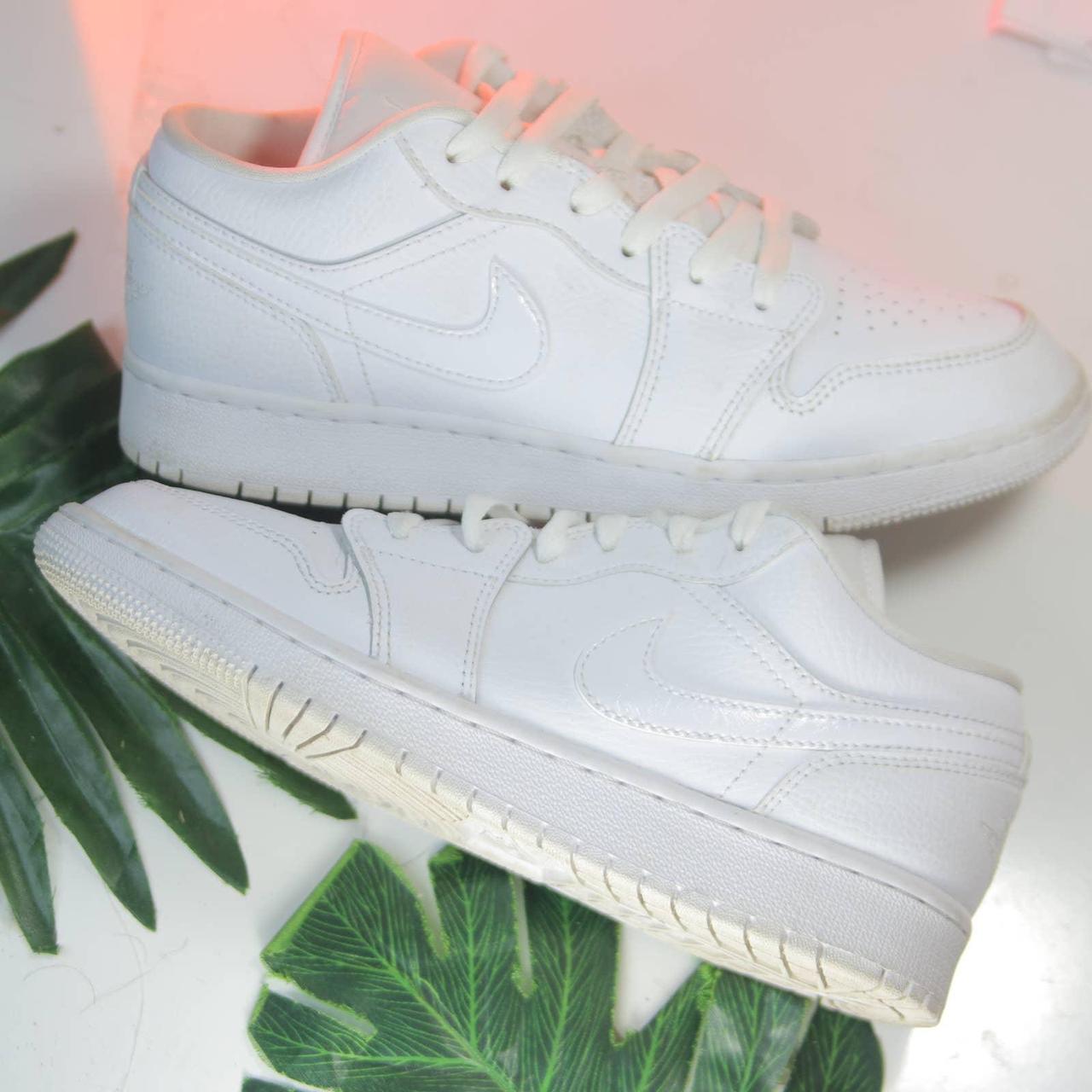 Name: Jordan 1 Low All White size... - Depop