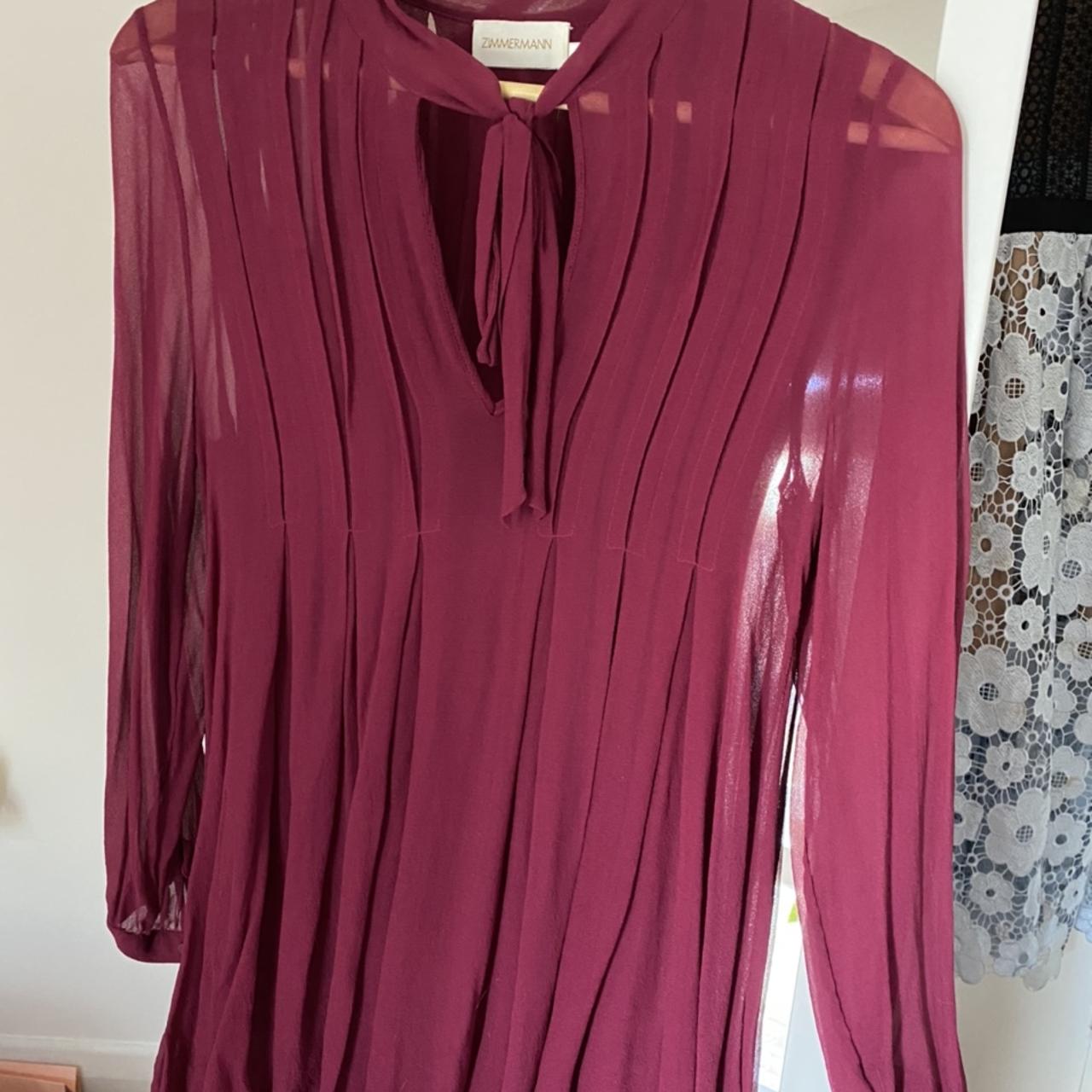 Zimmermann Size 1 Transparent blouse Burgundy No... - Depop