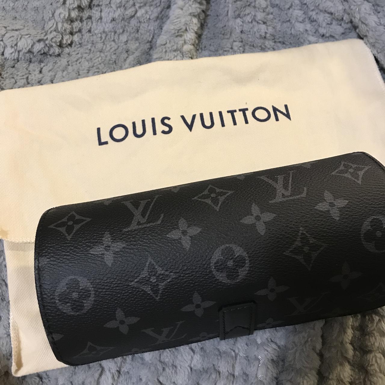 Louis Vuitton 3 Watch Case Monogram Eclipse Black in Coated Canvas