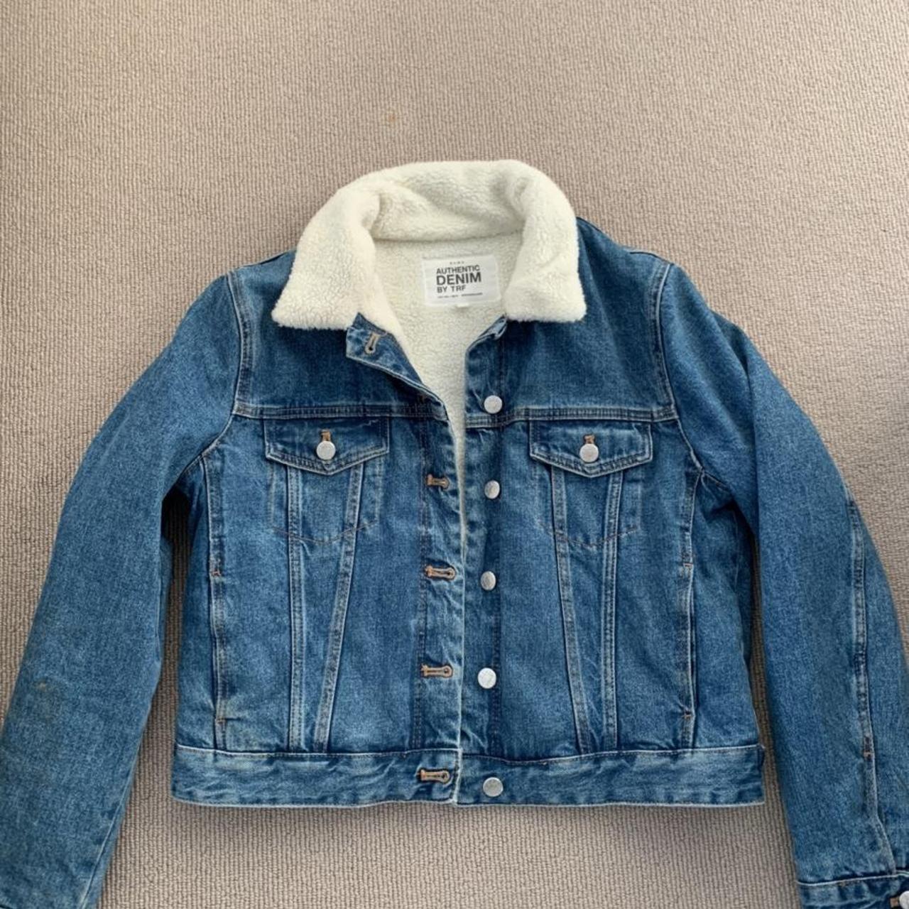 Zara TRF Sherpa fleece lined Denim Jacket Size... - Depop