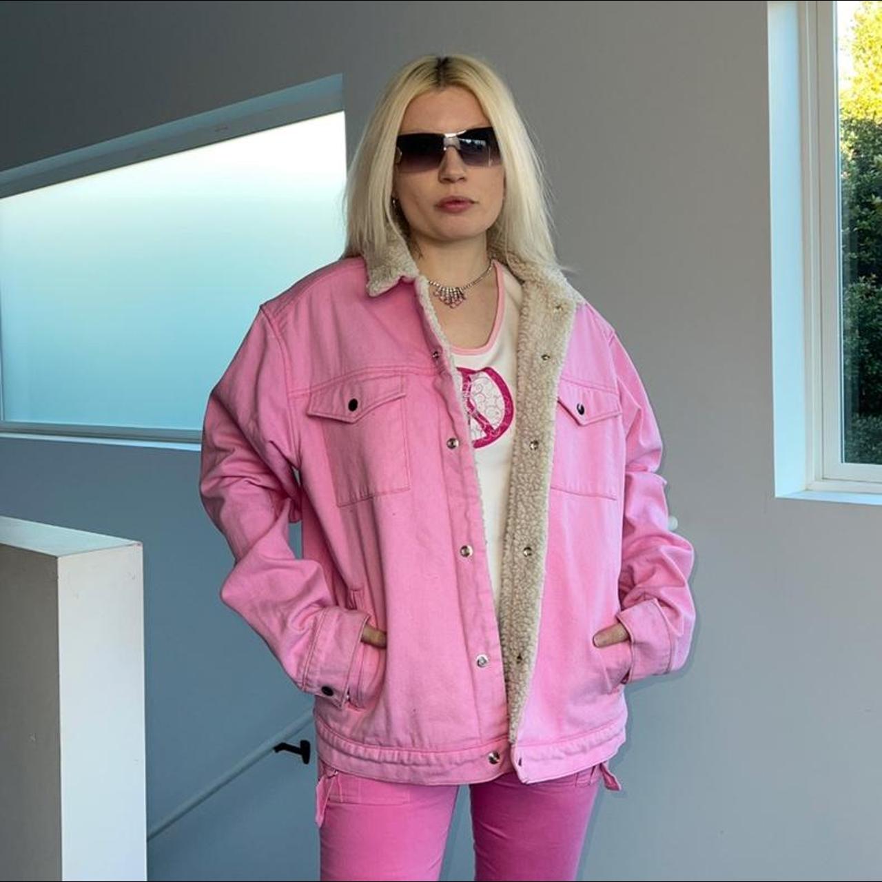 rose colored jean jacket