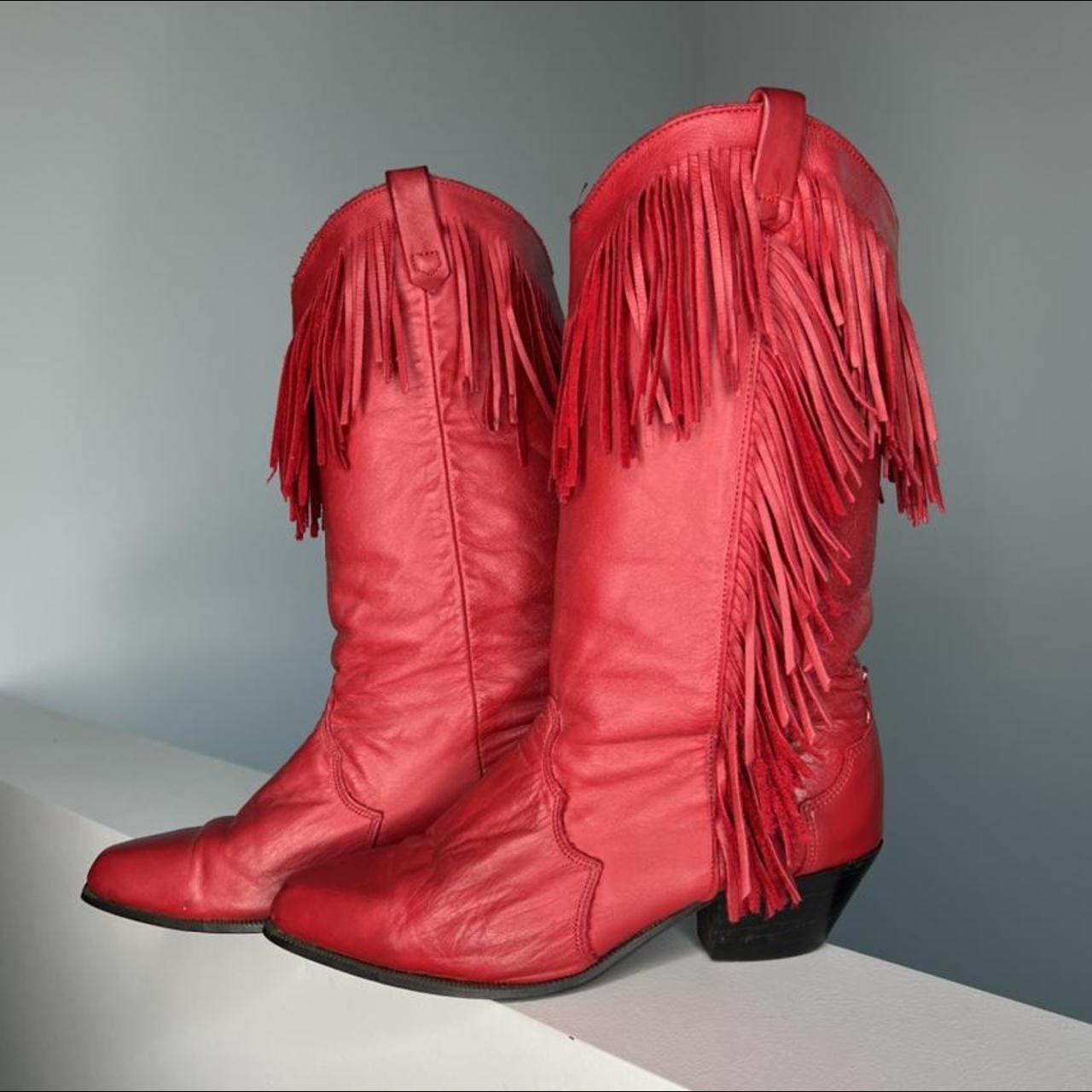 red fringe cowboy boots