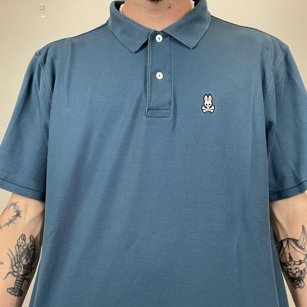 Psycho Bunny Men's Blue and White Polo-shirts