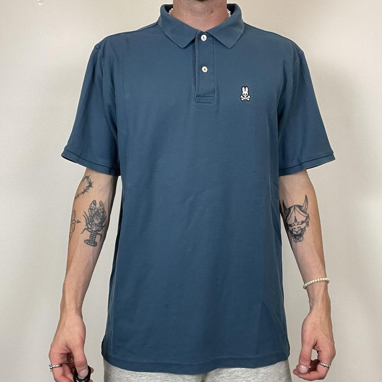 Psycho Bunny Men's Blue and White Polo-shirts (2)