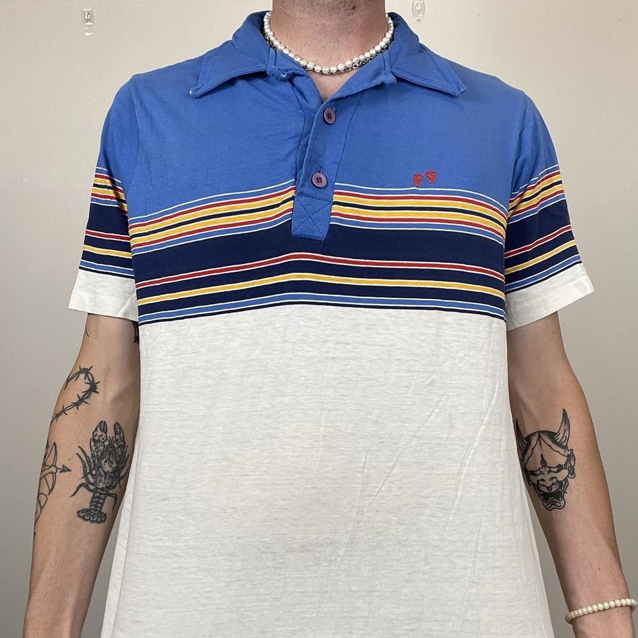 American Vintage Men's White and Blue Polo-shirts