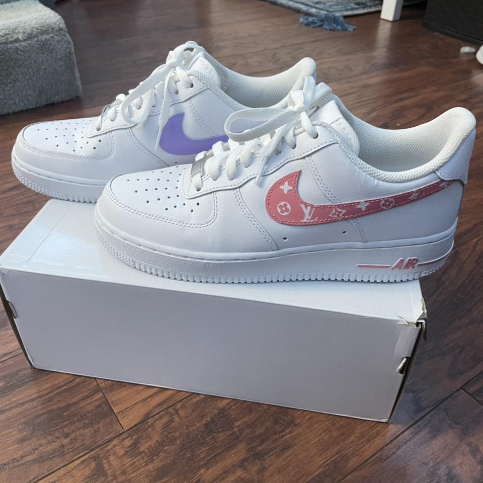 Custom Nike Air Force 1 Louis Vuitton LV print 👠 - Depop