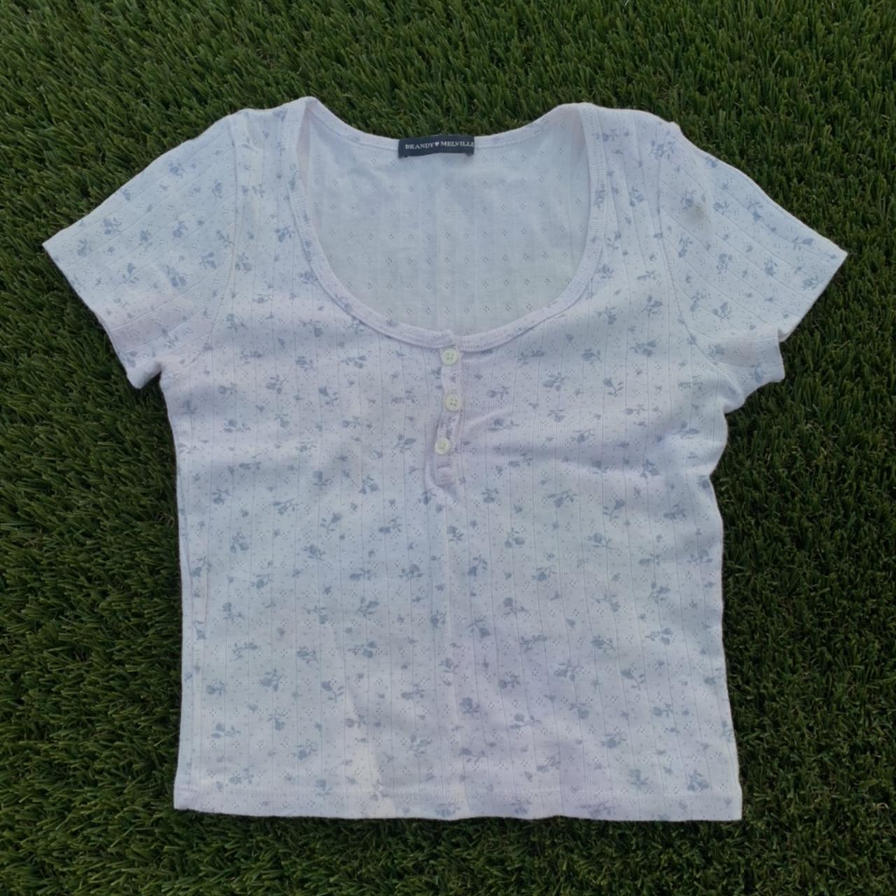 Rare Brandy Melville 3 Button Floral Zelly Top one... Depop