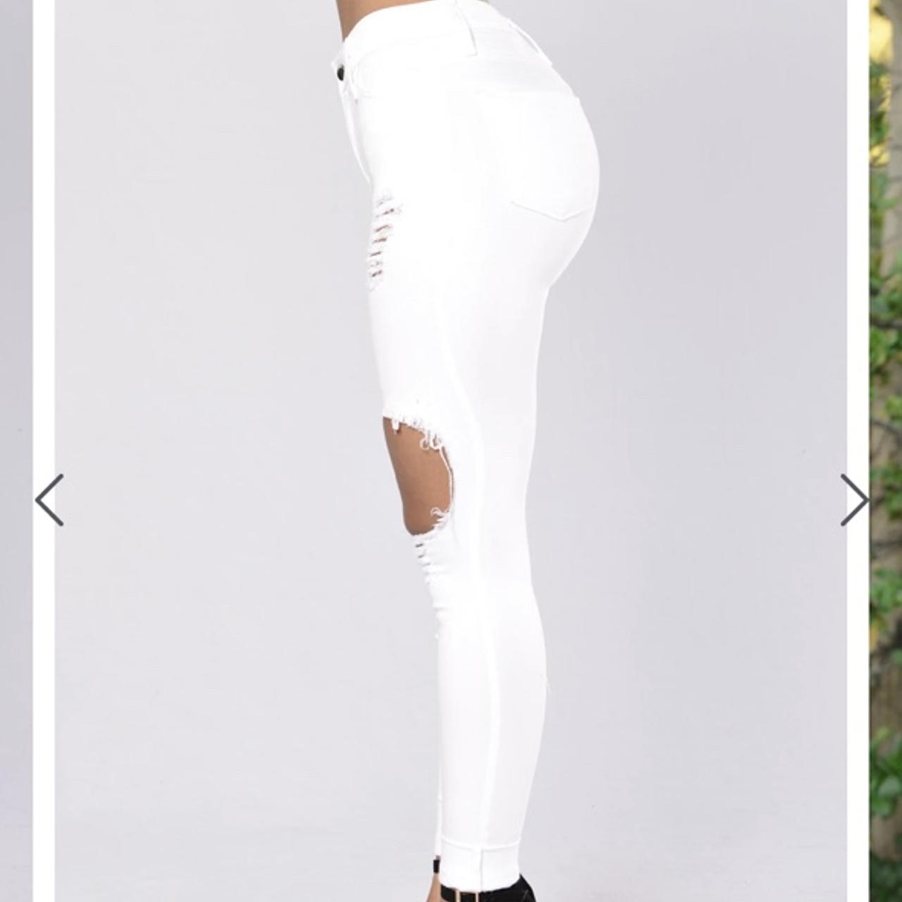 Fashion Nova glistening jeans- white so cute and - Depop