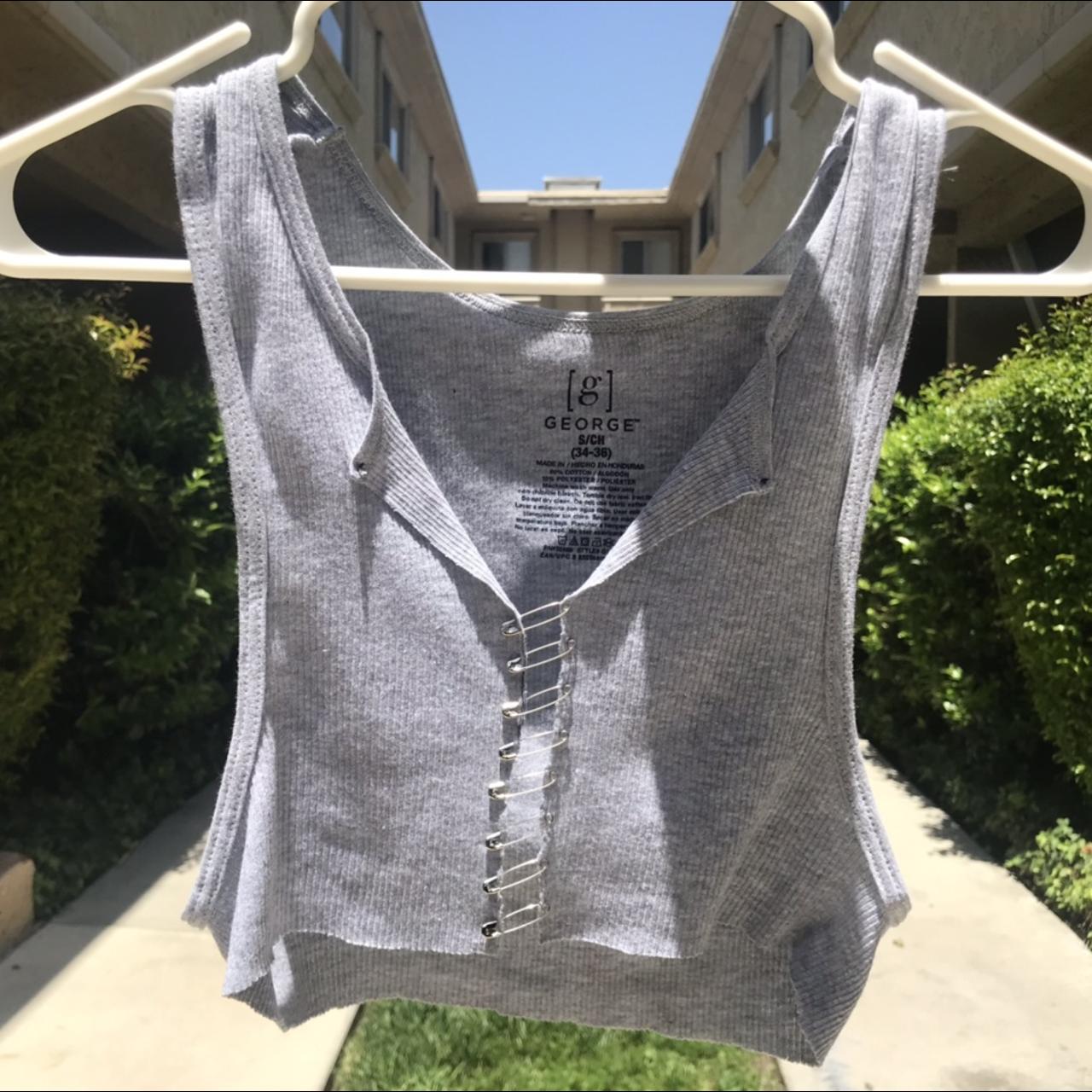 Safety Pin V Neck Cropped Tank Top Handmade by... Depop