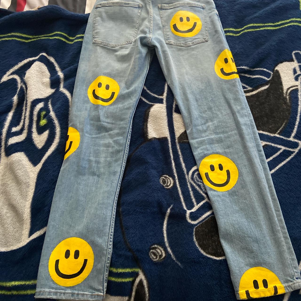 1 of 1 Smiley Jeans #Drip #Handmade #Custom #1of1 - Depop