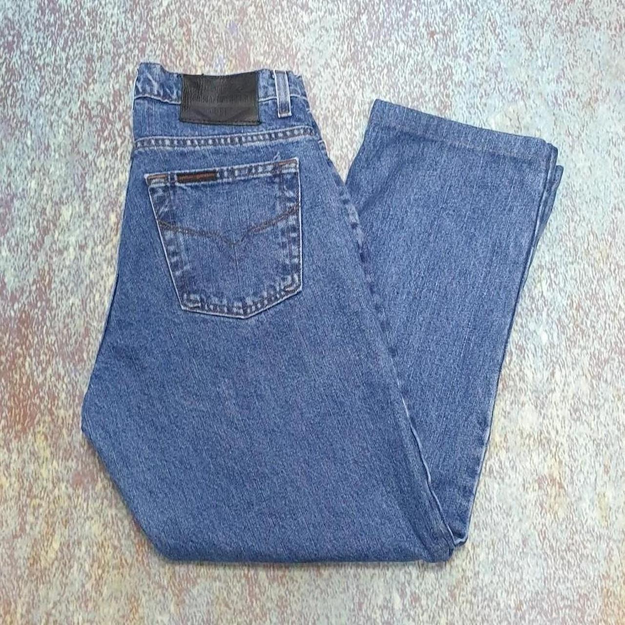 Vintage Harley Davidson Motorcycle Jeans in Blue... - Depop