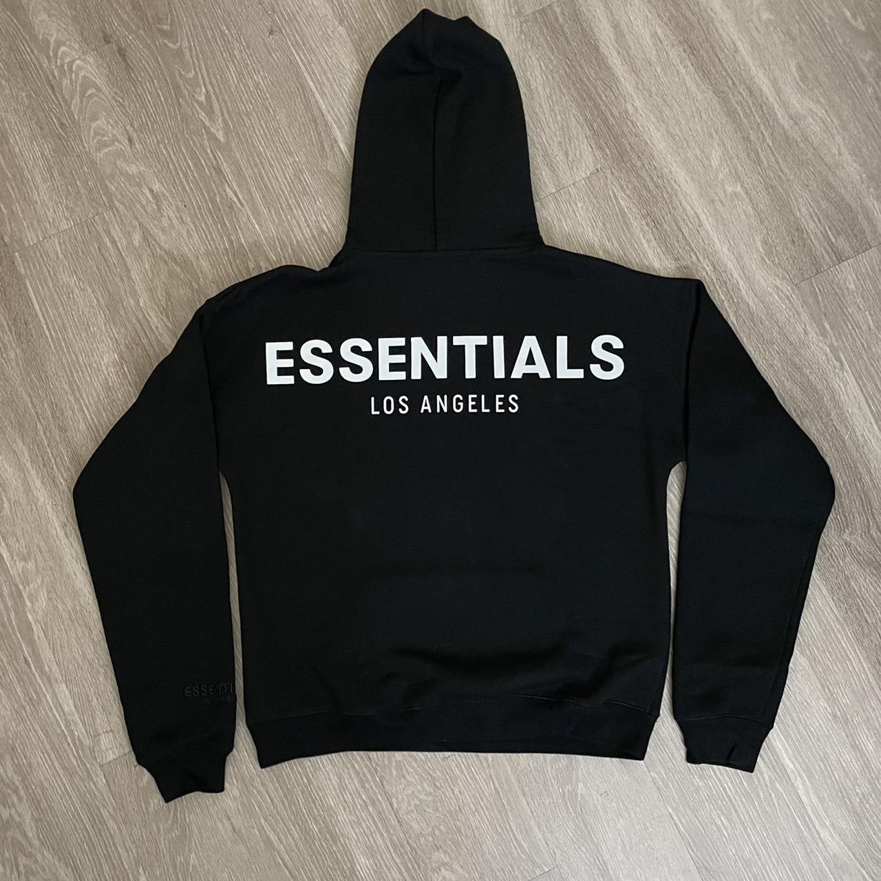 fear of god essentials los angeles 3m pullover hoodie black