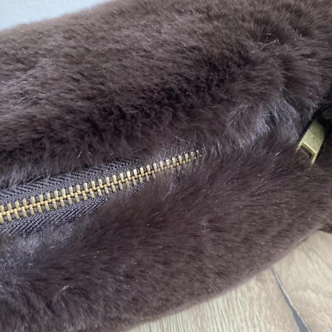 Zara faux fur shoulder brown bag with knotted... - Depop