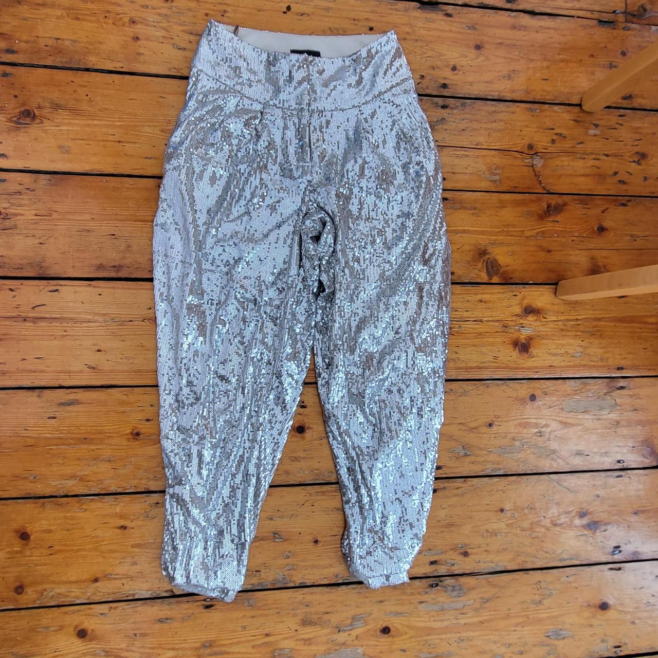 River Island Women's Silver Trousers | Depop