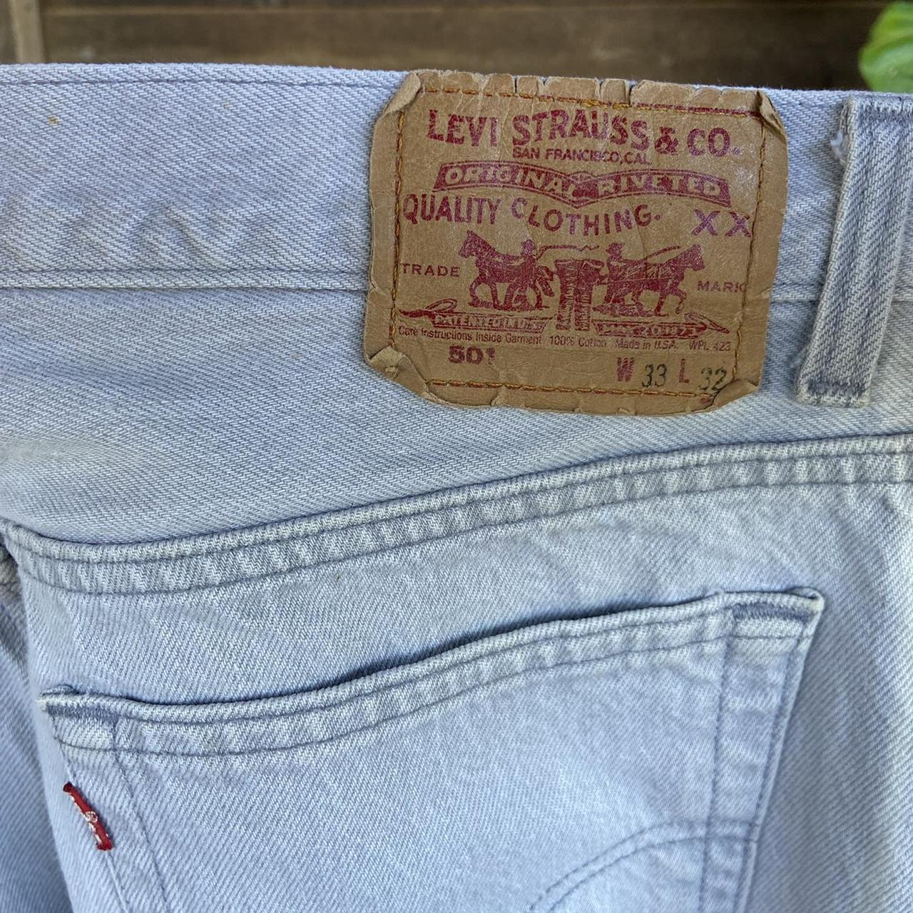 Light grey 1980s Levi strauss 501 jeans good... - Depop