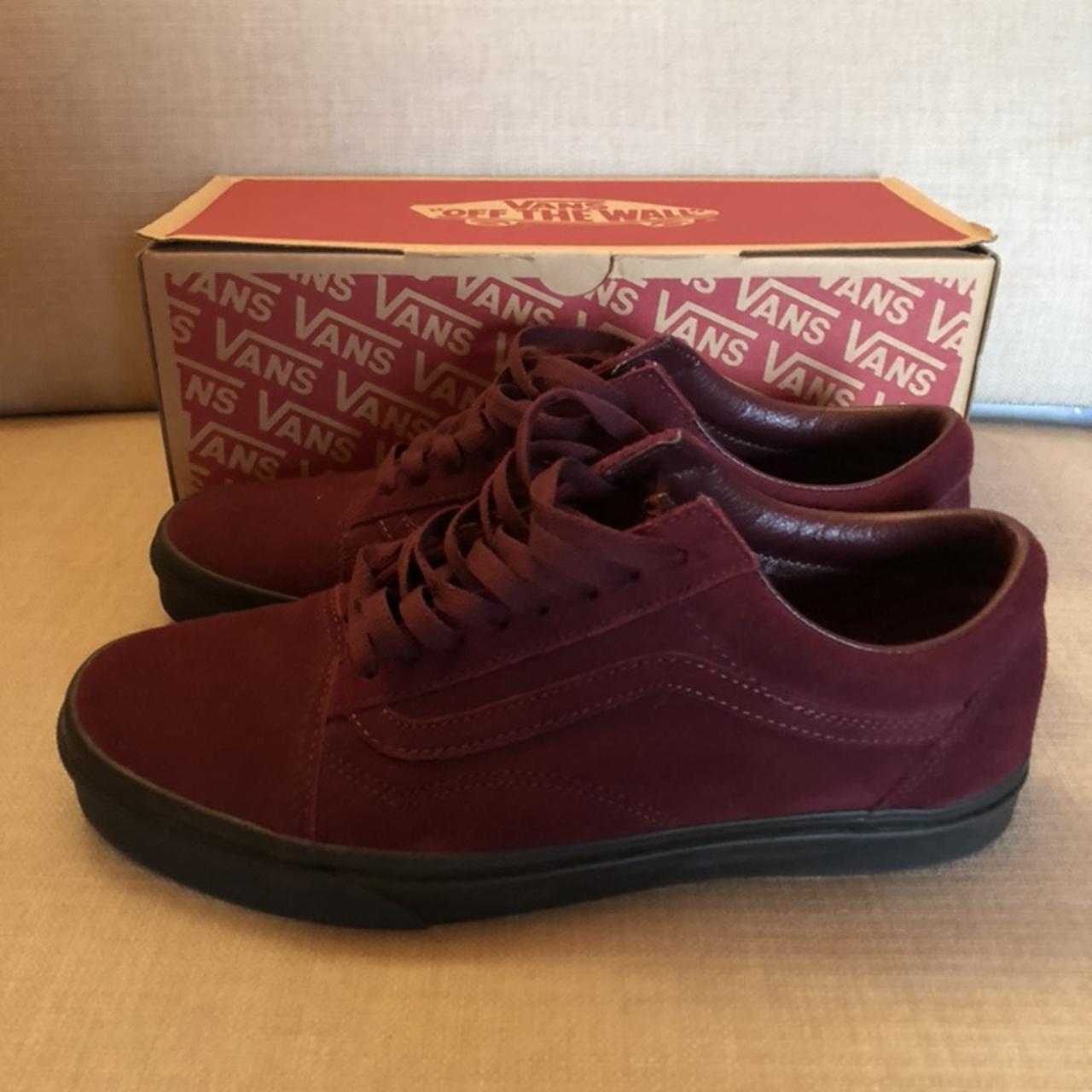 Burgundy vans sales black sole