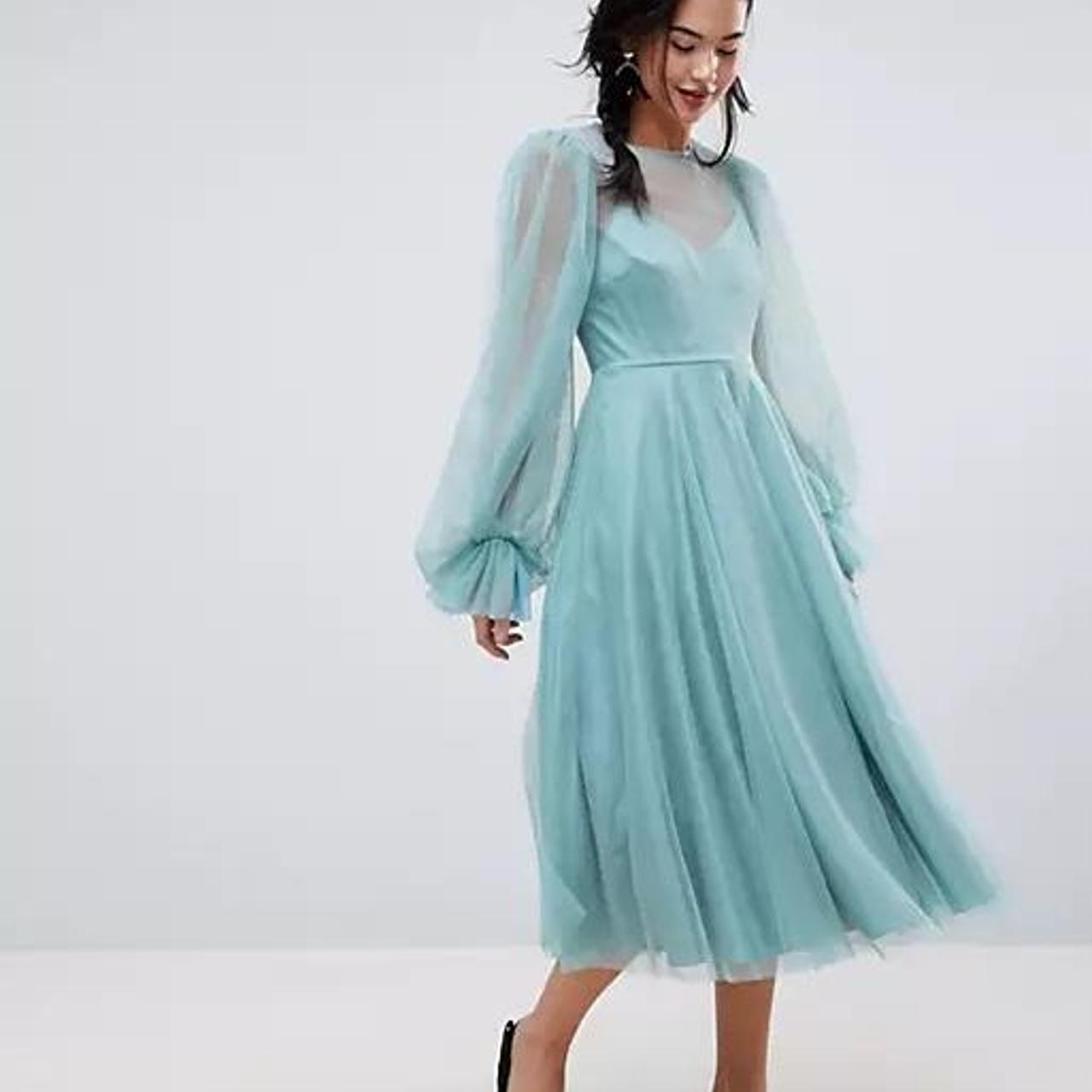 ASOS Women's Green and Blue Dress Depop