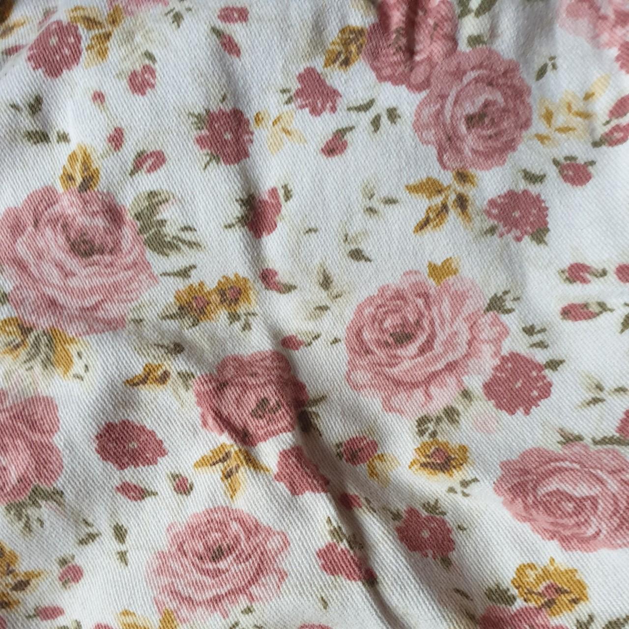 Light cream with pink rose floral pattern (as well... - Depop