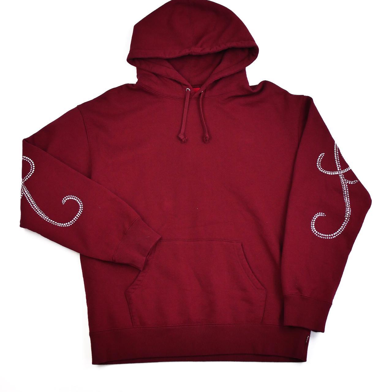 supreme script hoodie red