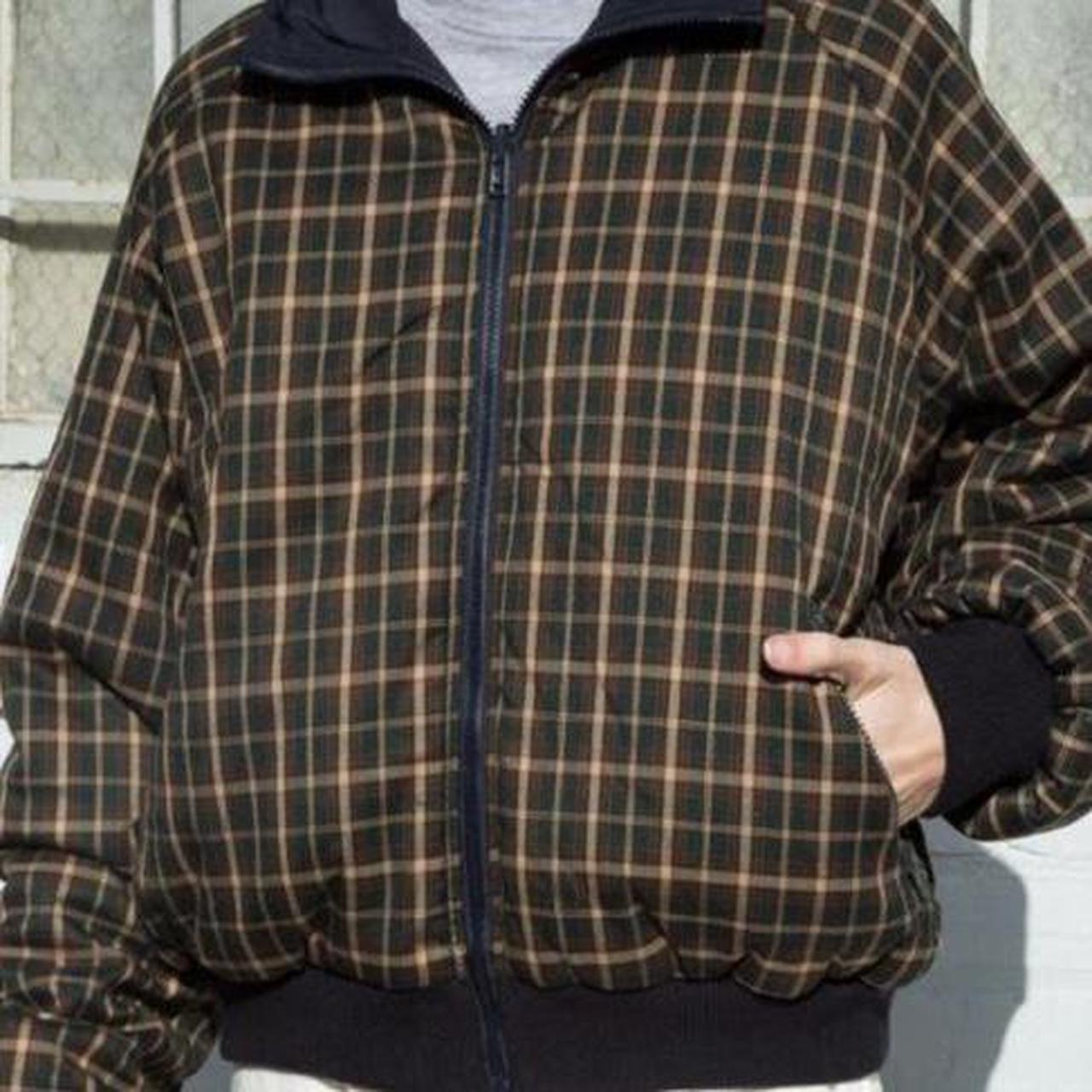 ISO brandy melville faith puffer jacket plaid... Depop