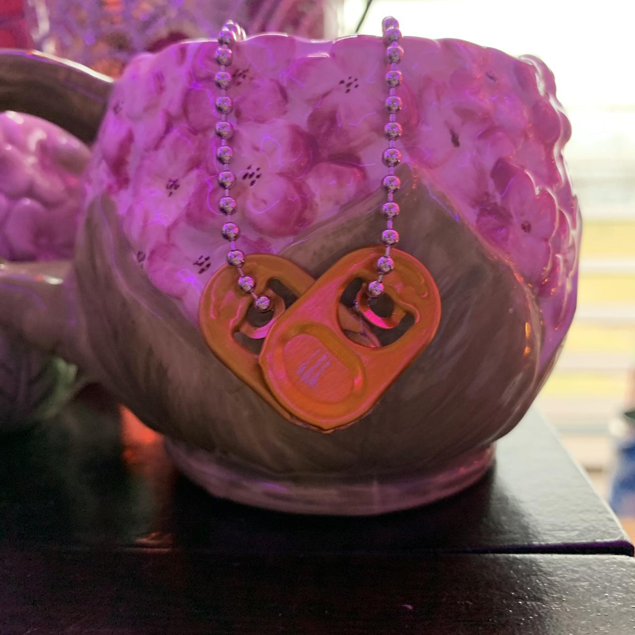 handmade gold monster tab heart necklace the chain... Depop