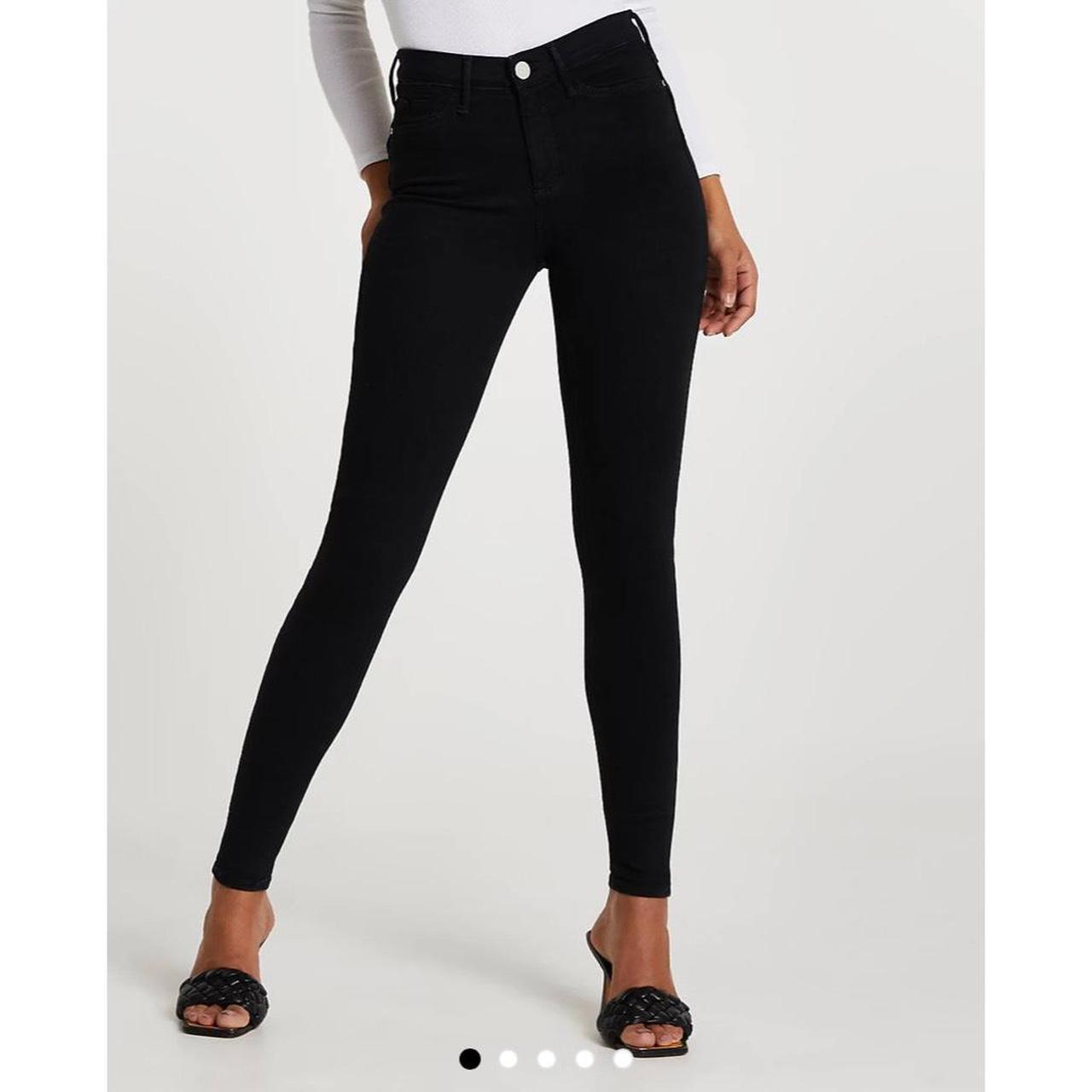 River island black high waisted skinny jeans size... Depop