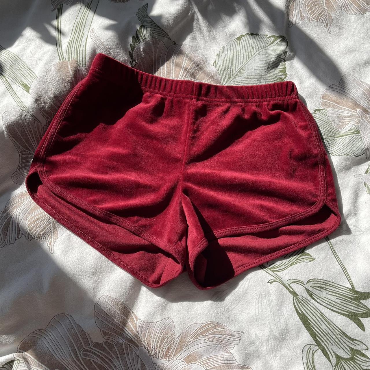 hollister velvet burgundy booty shorts - xs - brand... - Depop