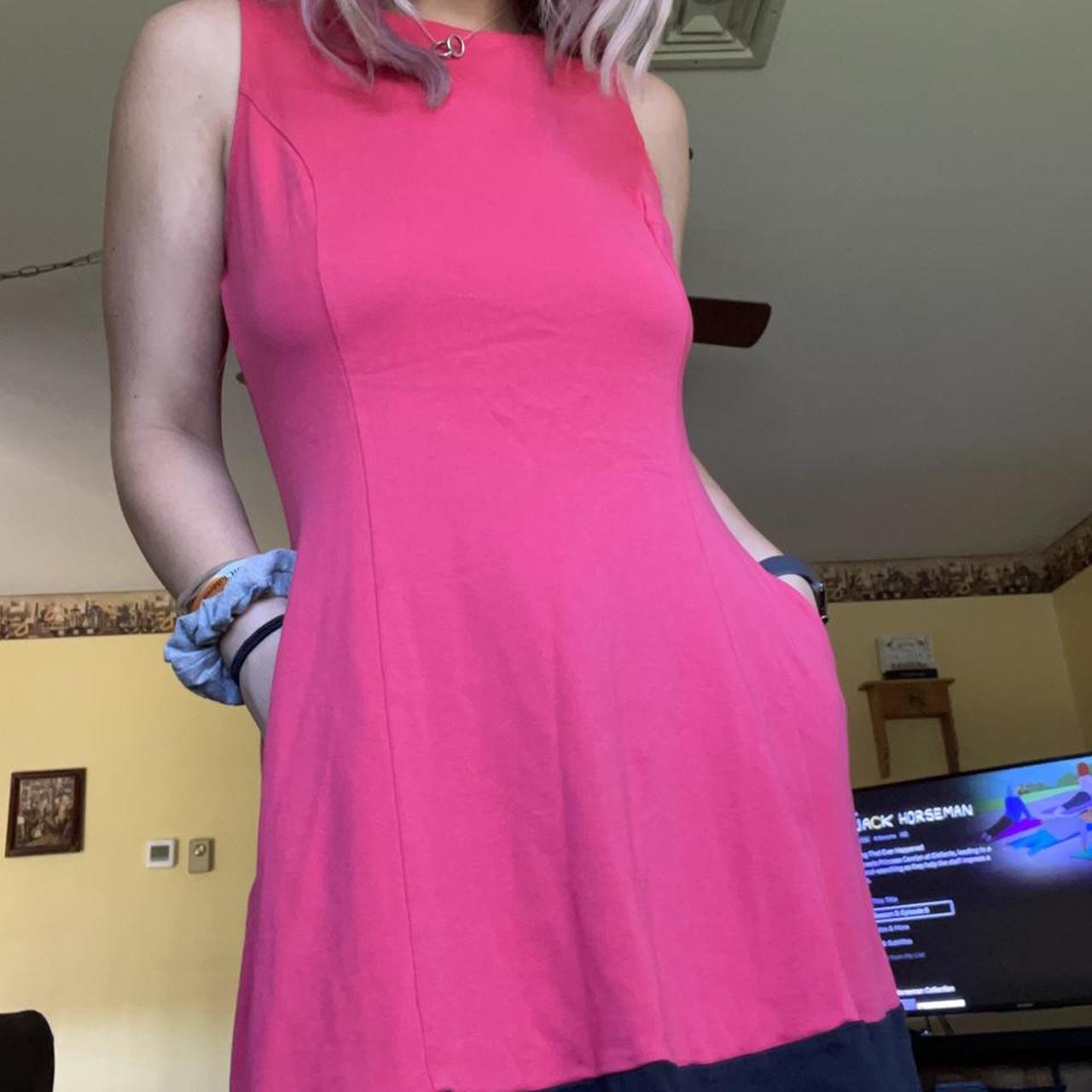 new york and company pink dress. it has pockets!!!... Depop