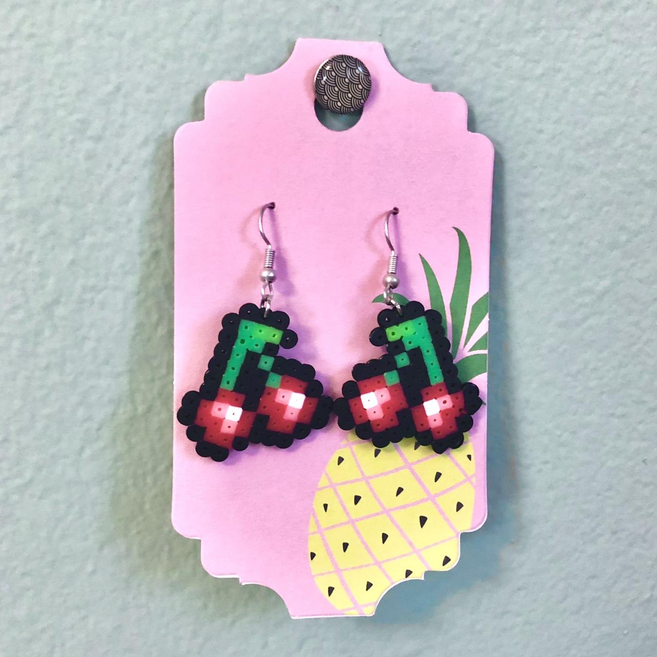 Cherry Perler Earrings 🍒 Handmade perler Depop