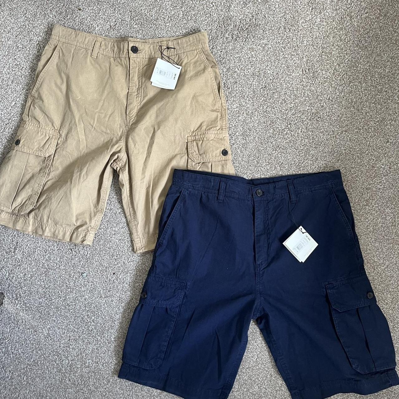 John Lewis Men's Navy and Khaki Shorts Depop