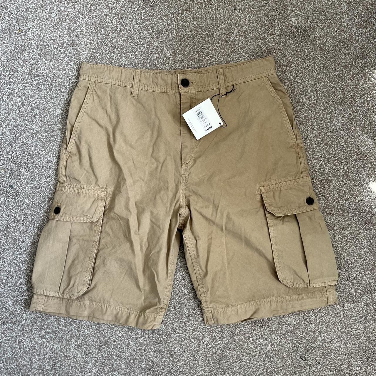 John Lewis Men's Navy and Khaki Shorts Depop